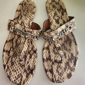 Coach Jaclyn Snakeskin Sandals with Silver Chain Size 9.5